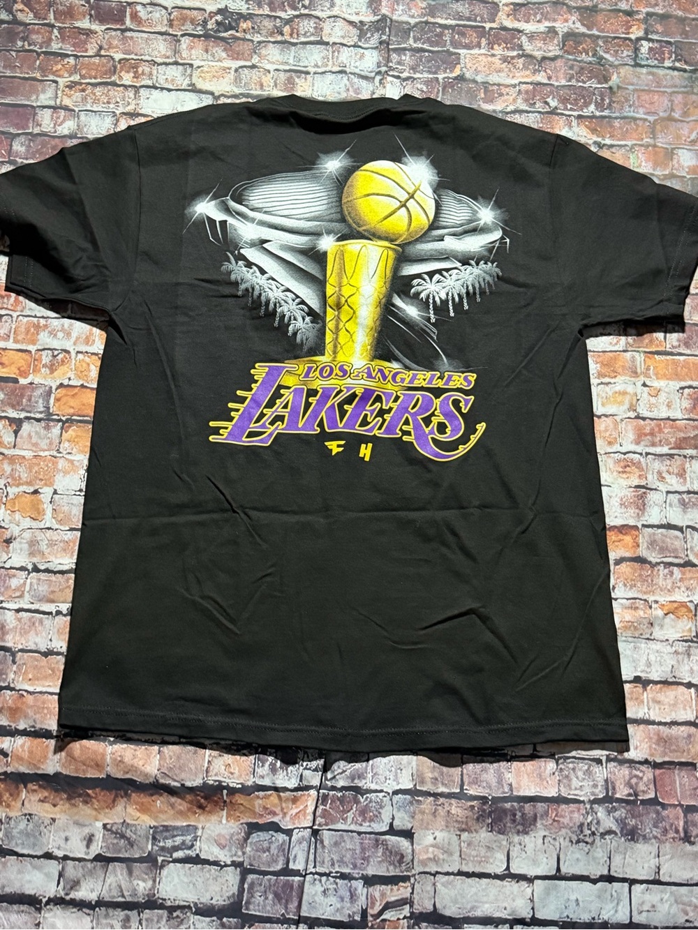 Los Angeles Lakers Black Long Sleeve Graphic Tee - Team Trophy Design